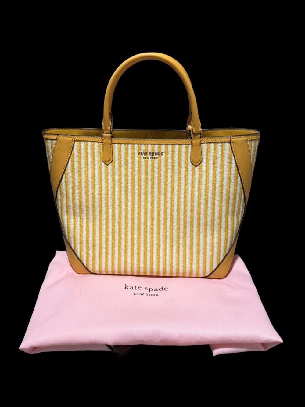 Kate Spade New York Buddie Striped Straw Tote - Picture 2 of 14